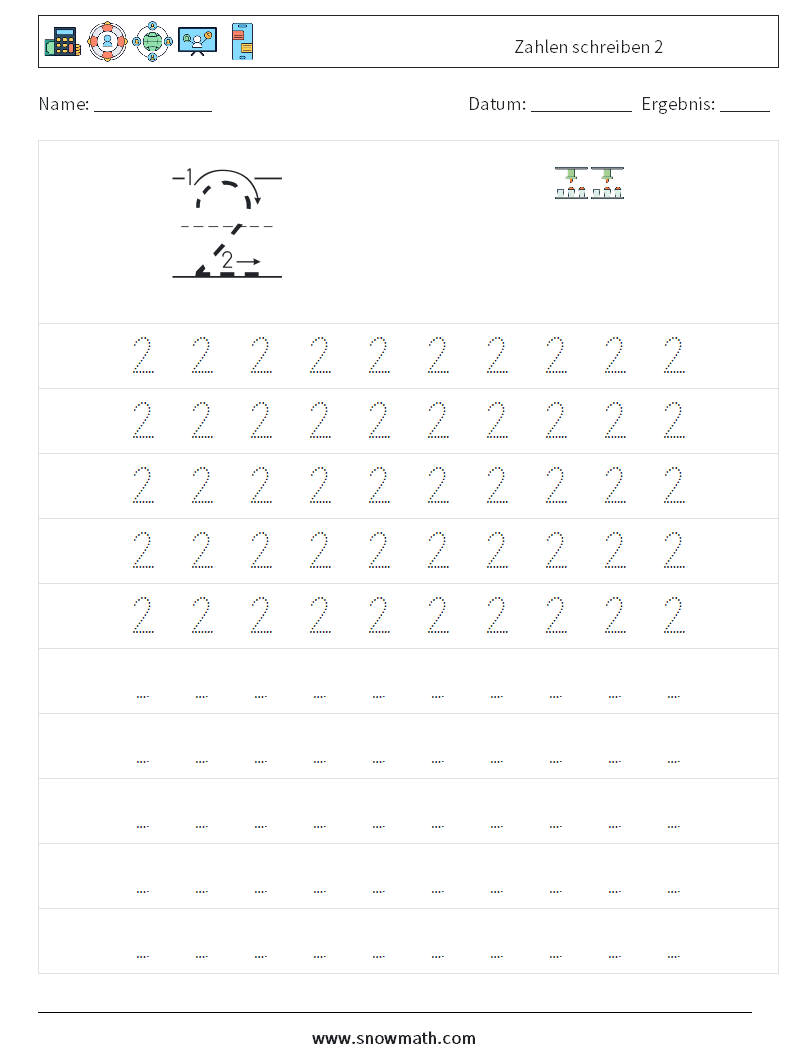Zahlen schreiben 2 Mathe-Arbeitsblätter 3