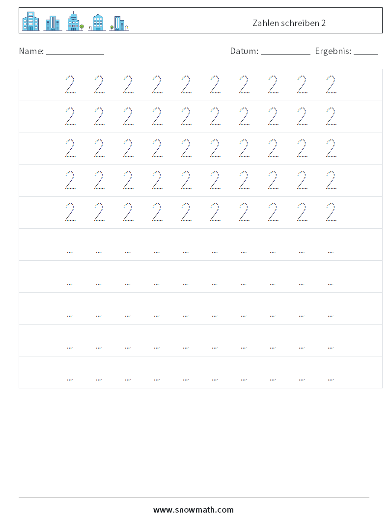 Zahlen schreiben 2 Mathe-Arbeitsblätter 4