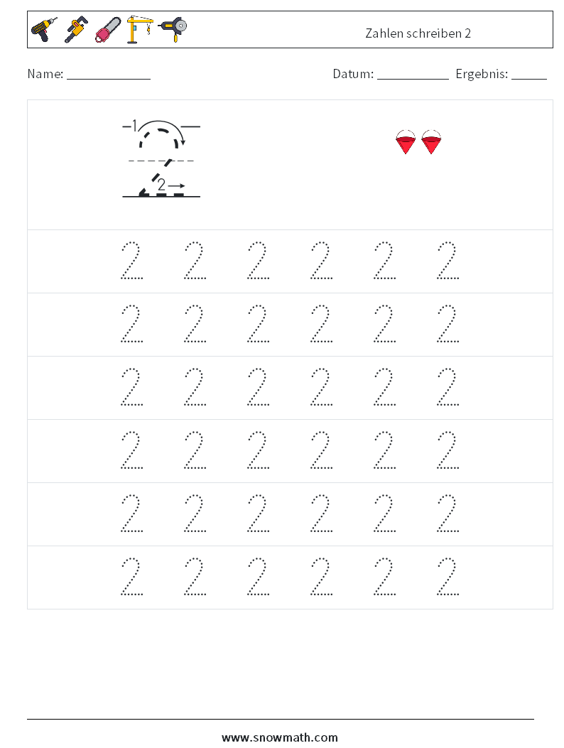 Zahlen schreiben 2 Mathe-Arbeitsblätter 5