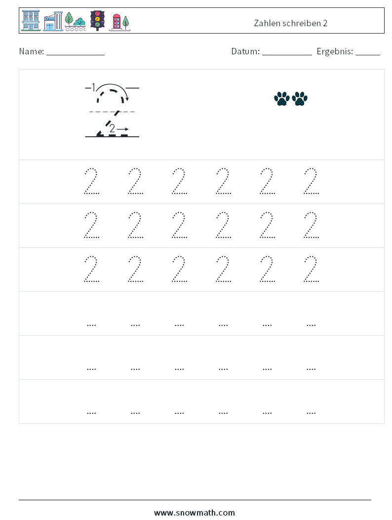 Zahlen schreiben 2 Mathe-Arbeitsblätter 7