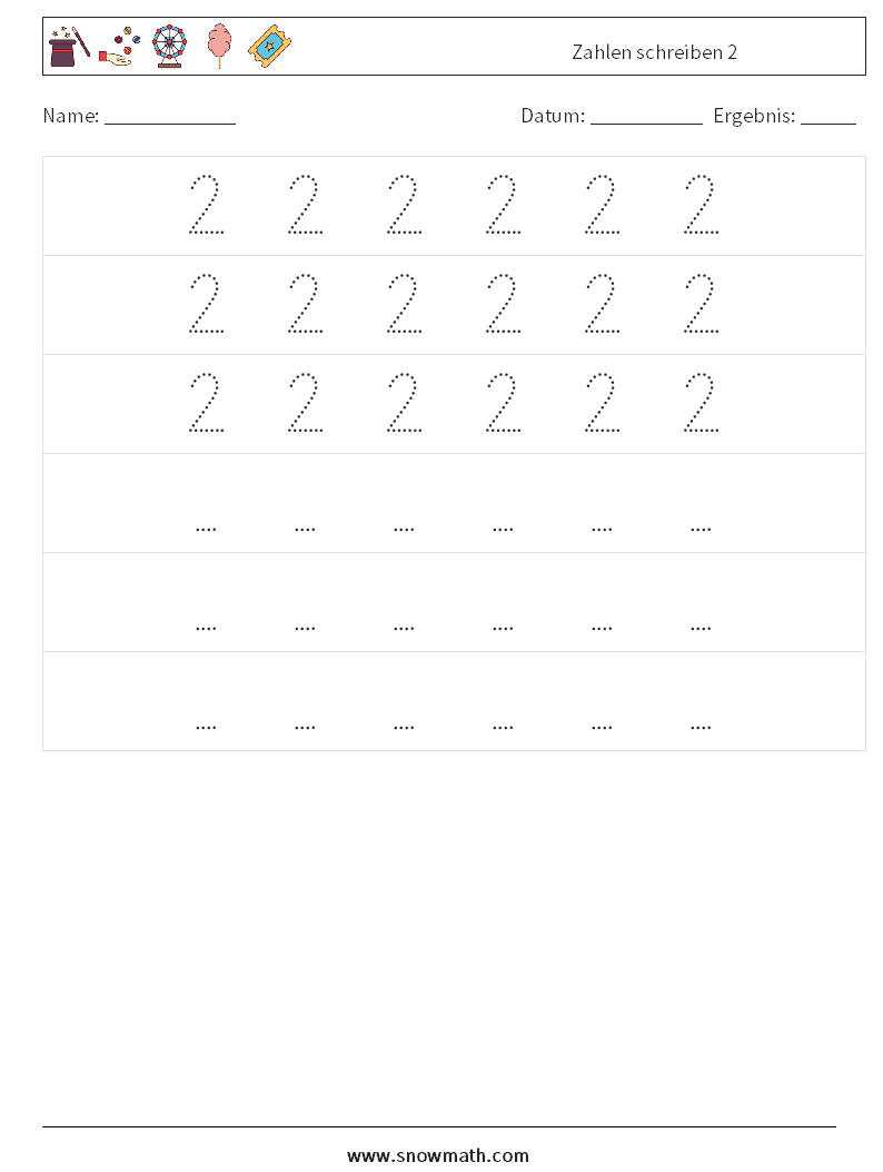 Zahlen schreiben 2 Mathe-Arbeitsblätter 8