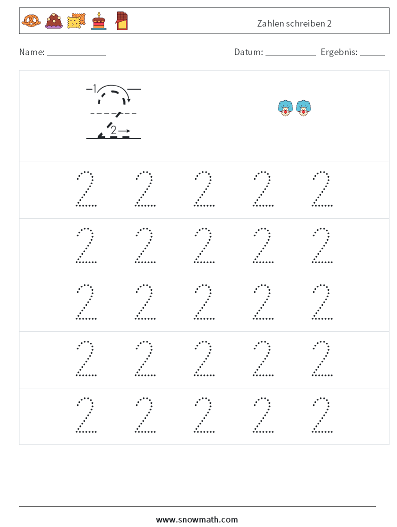 Zahlen schreiben 2 Mathe-Arbeitsblätter 9