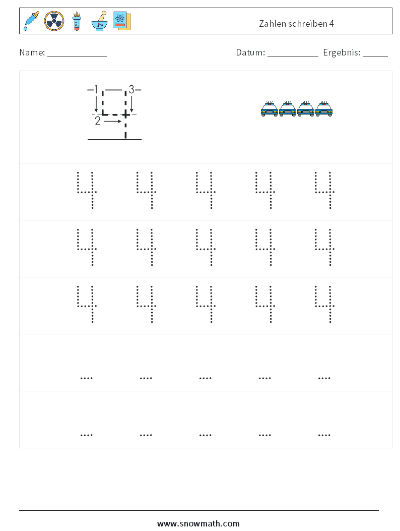 Zahlen schreiben 4 Mathe-Arbeitsblätter 11