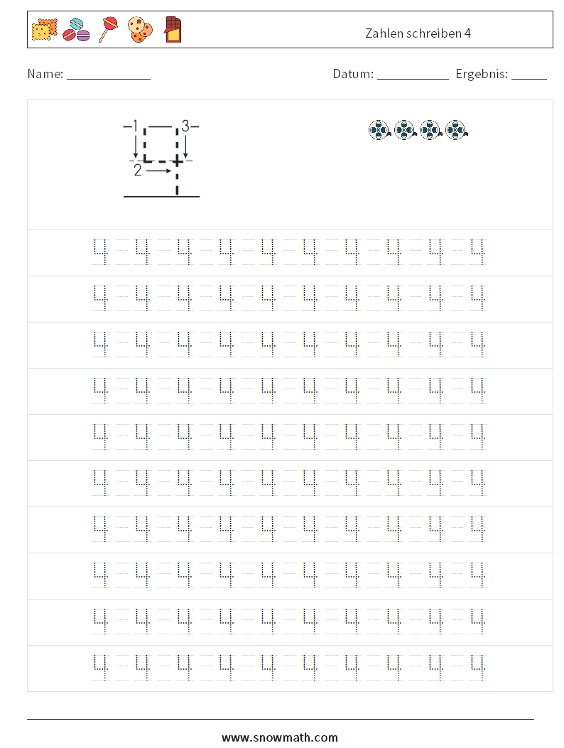 Zahlen schreiben 4 Mathe-Arbeitsblätter 13