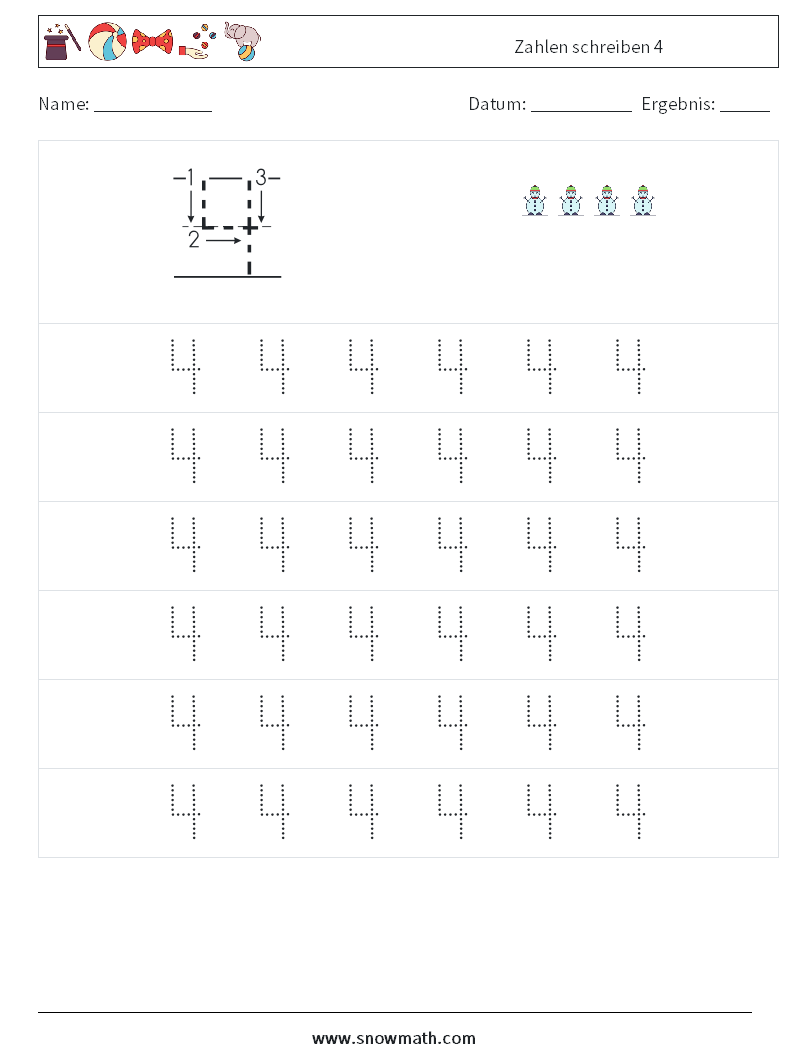 Zahlen schreiben 4 Mathe-Arbeitsblätter 5