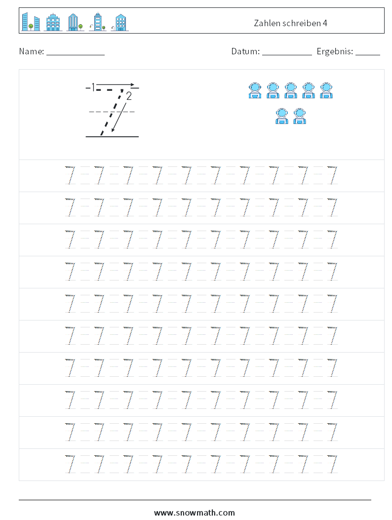 Zahlen schreiben 4 Mathe-Arbeitsblätter 13