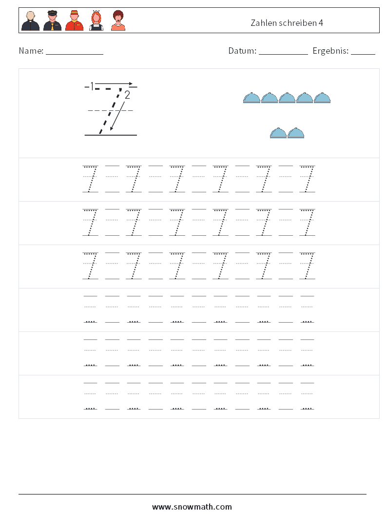 Zahlen schreiben 4 Mathe-Arbeitsblätter 19