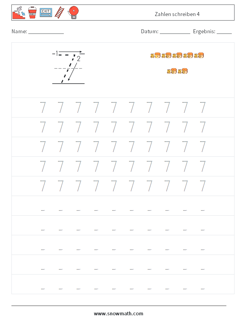 Zahlen schreiben 4 Mathe-Arbeitsblätter 3