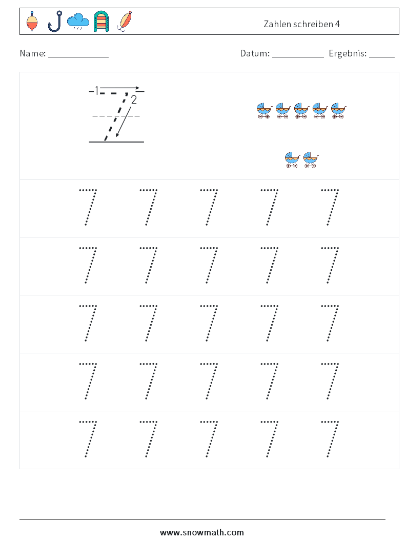 Zahlen schreiben 4 Mathe-Arbeitsblätter 9