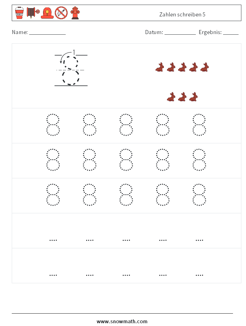 Zahlen schreiben 5 Mathe-Arbeitsblätter 11