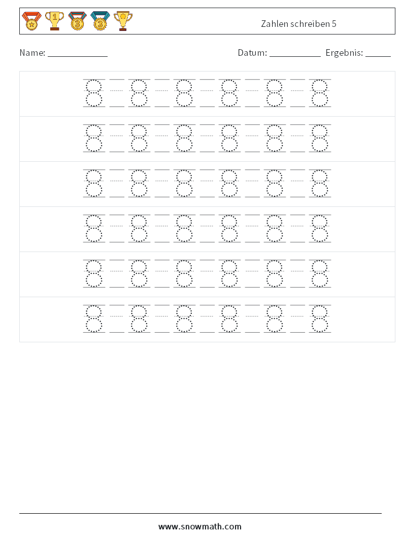 Zahlen schreiben 5 Mathe-Arbeitsblätter 18