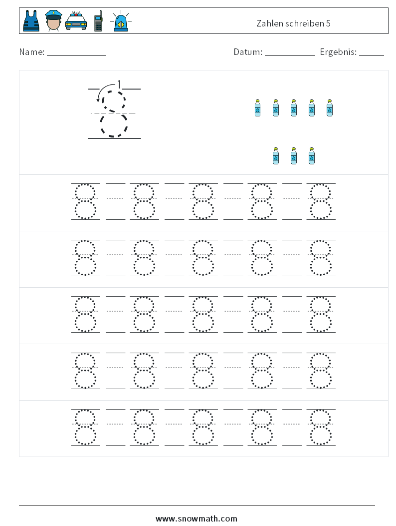 Zahlen schreiben 5 Mathe-Arbeitsblätter 21