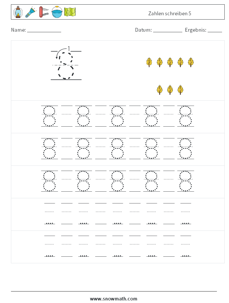 Zahlen schreiben 5 Mathe-Arbeitsblätter 23