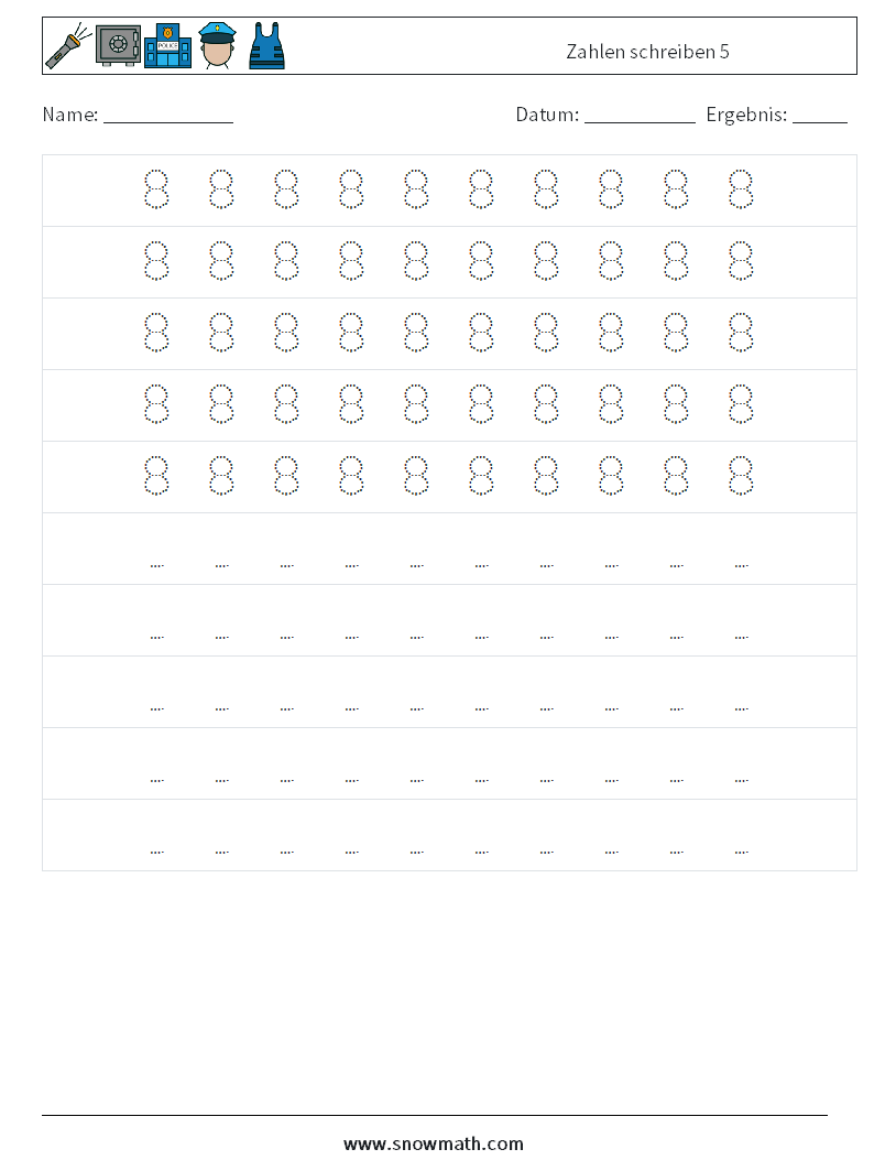 Zahlen schreiben 5 Mathe-Arbeitsblätter 4