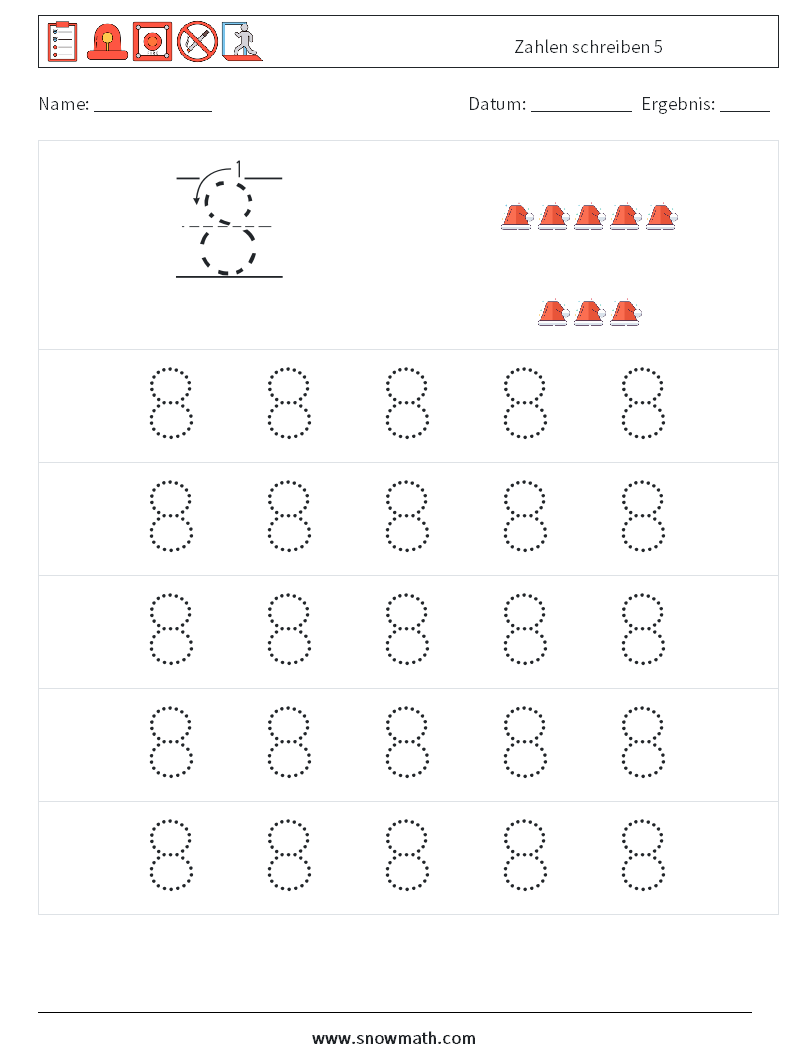 Zahlen schreiben 5 Mathe-Arbeitsblätter 9