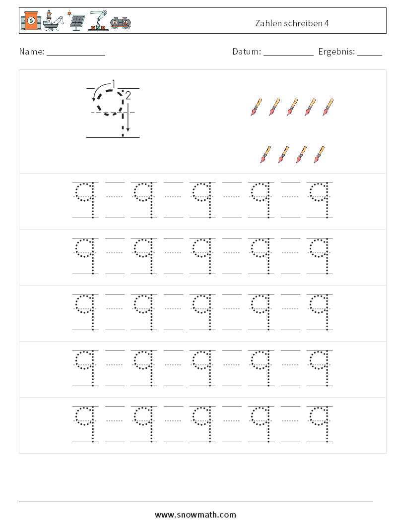 Zahlen schreiben 4 Mathe-Arbeitsblätter 21