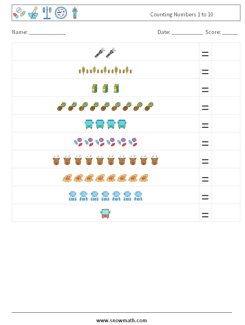 Counting Numbers 1 to 10 Math Worksheets 18