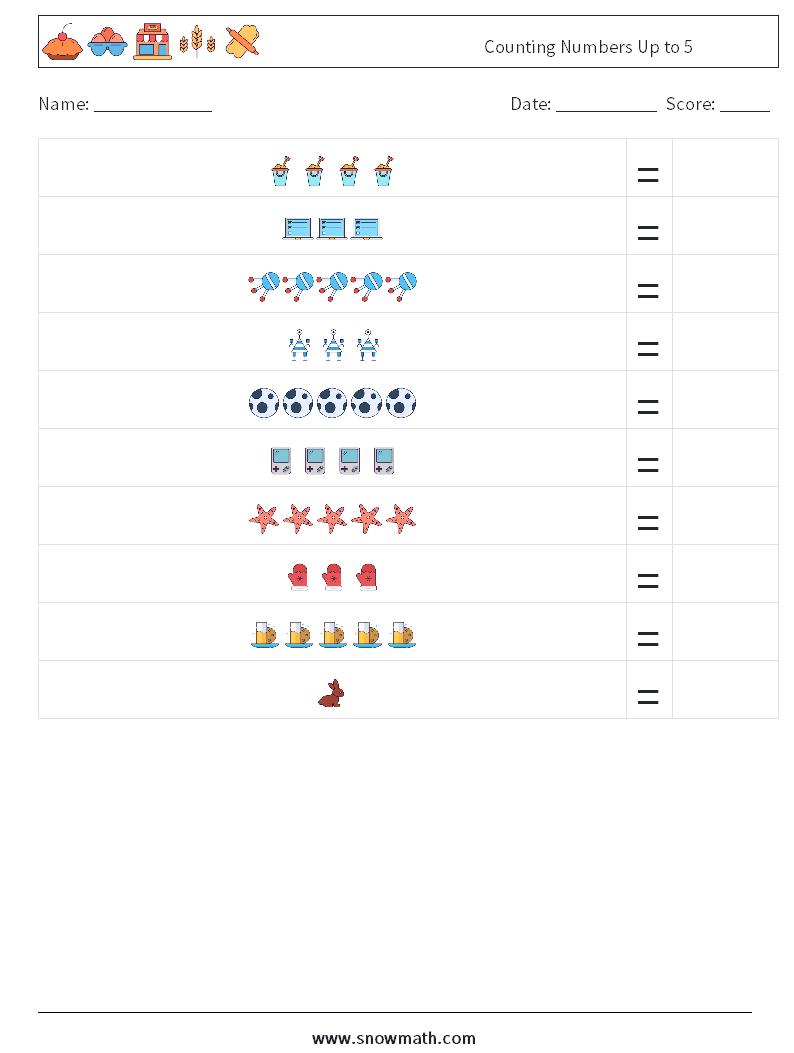 Counting Numbers Up to 5 Math Worksheets 10