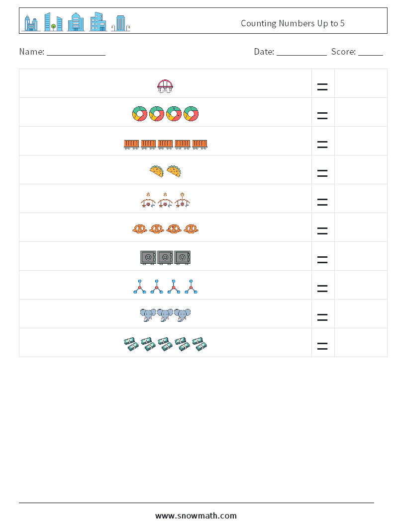 Counting Numbers Up to 5 Math Worksheets 14