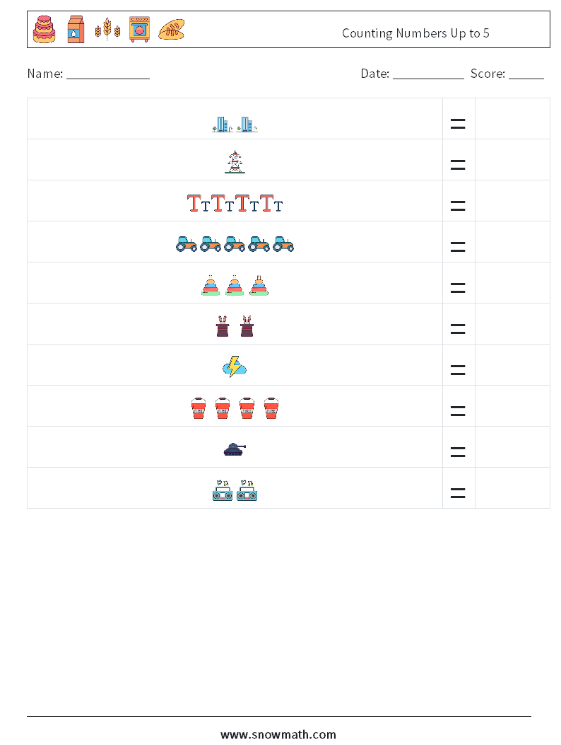 Counting Numbers Up to 5 Math Worksheets 17