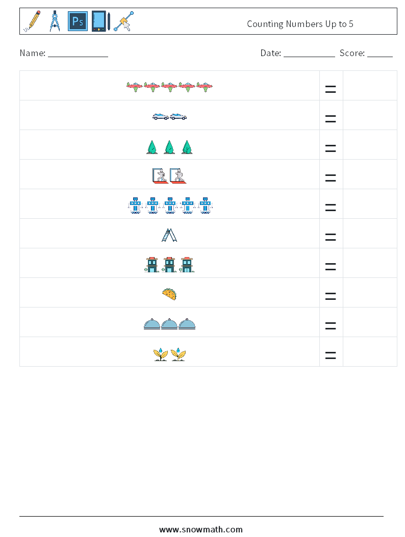 Counting Numbers Up to 5 Math Worksheets 5