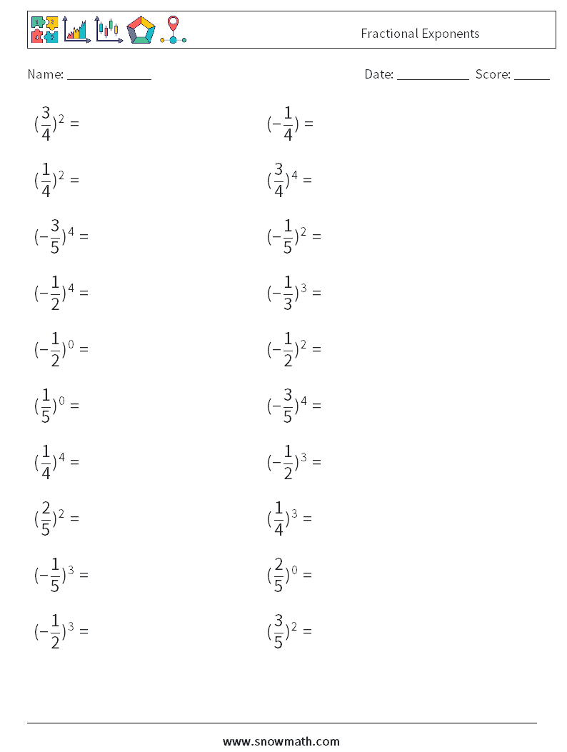 Fractional Exponents Math Worksheets 6