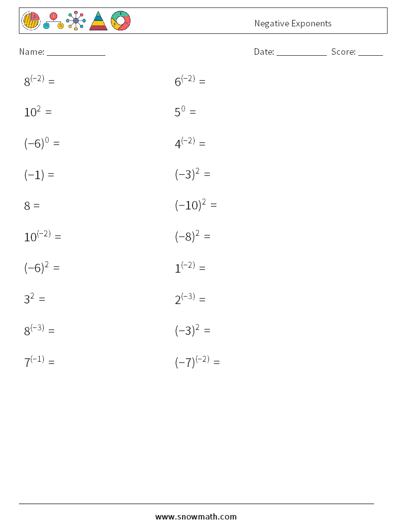  Negative Exponents Math Worksheets 9