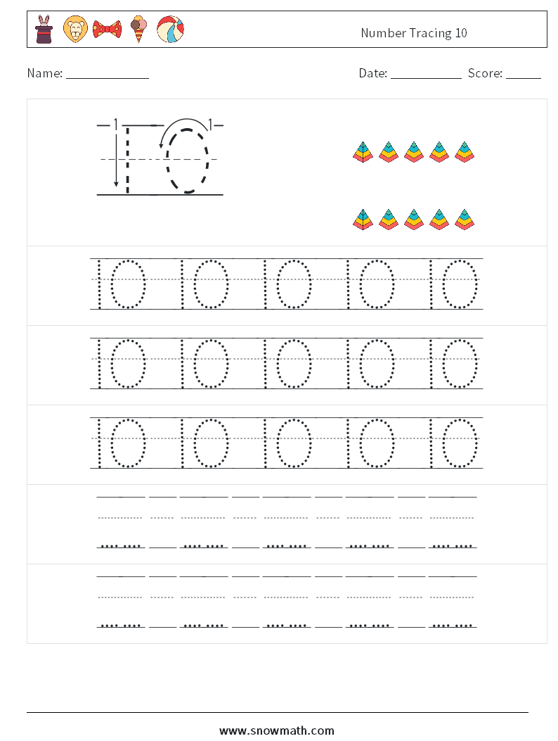 Number Tracing 10 Math Worksheets 23