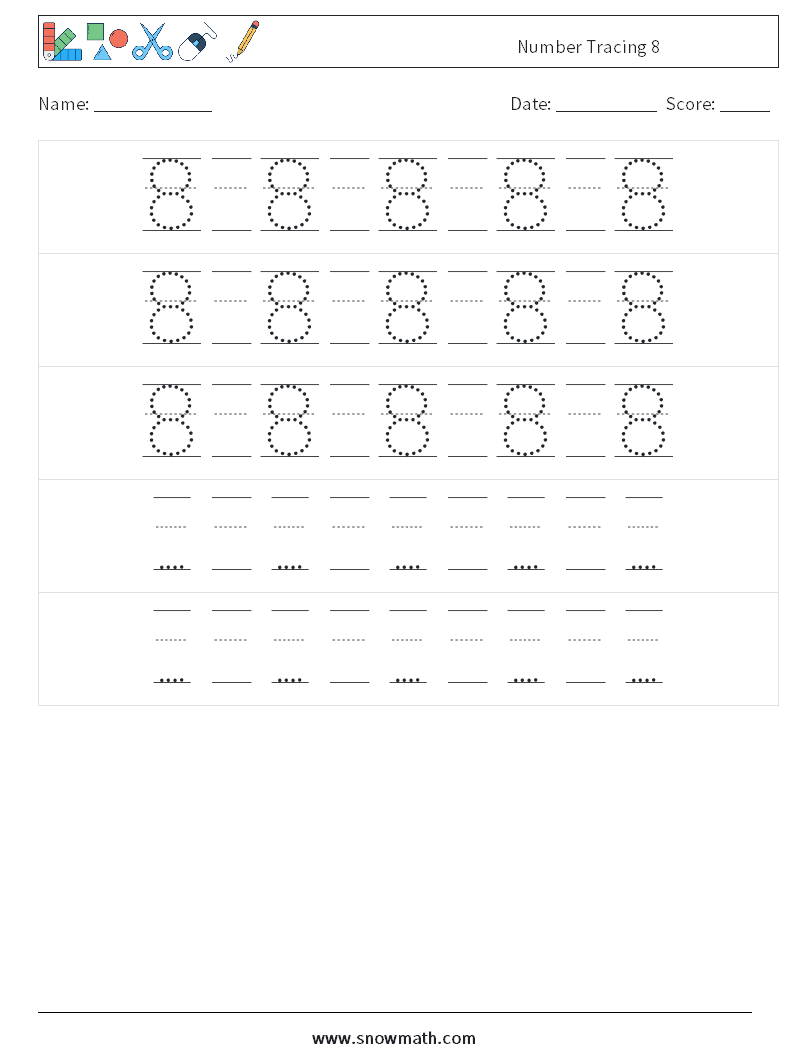 Number Tracing 8 Math Worksheets 24