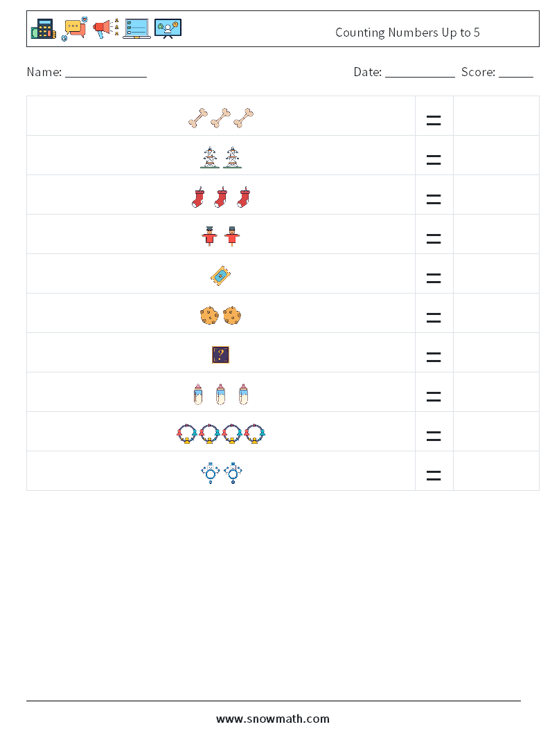 Counting Numbers Up to 5 Maths Worksheets 14