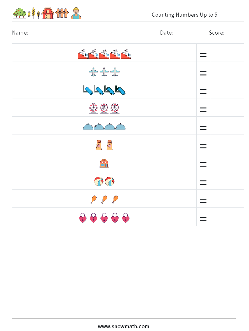 Counting Numbers Up to 5 Maths Worksheets 17