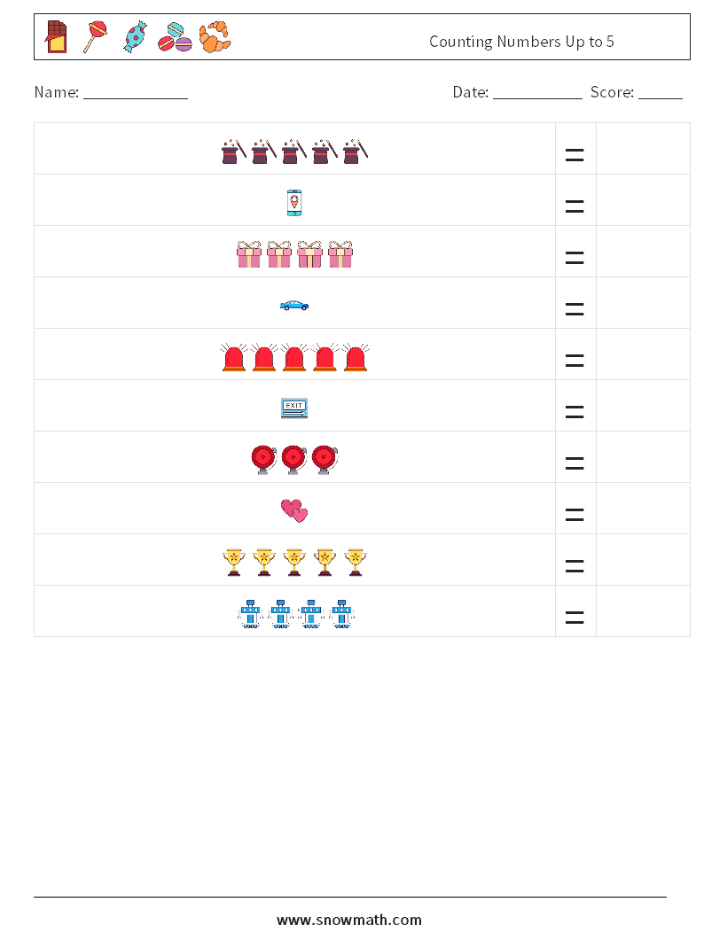 Counting Numbers Up to 5 Maths Worksheets 18