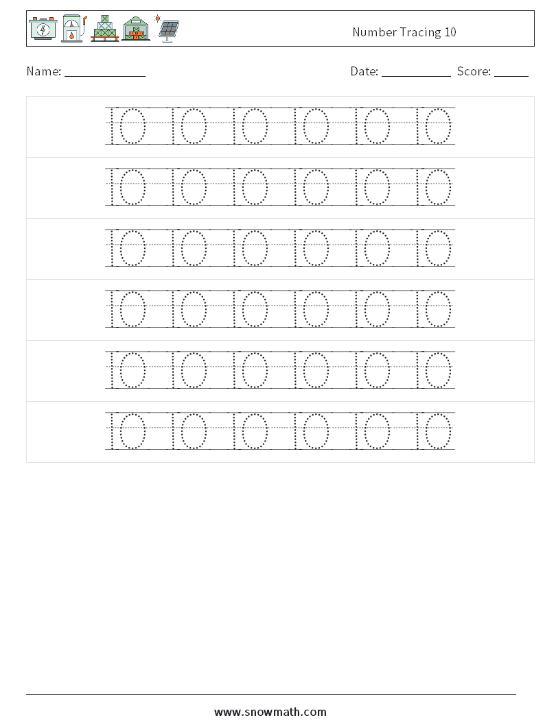 Number Tracing 10 Maths Worksheets 18