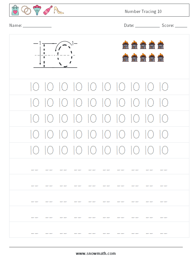 Number Tracing 10 Maths Worksheets 3