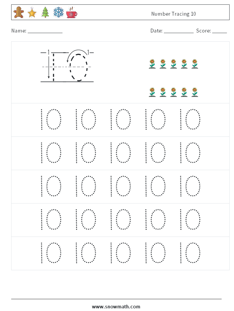 Number Tracing 10 Maths Worksheets 9