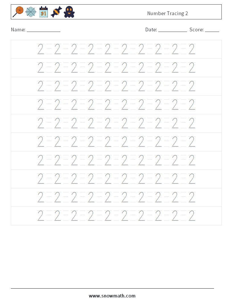 Number Tracing 2 Maths Worksheets 14