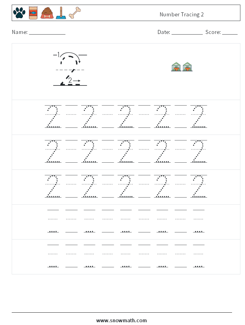 Number Tracing 2 Maths Worksheets 23