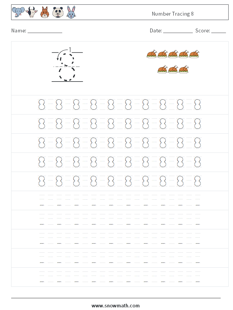 Number Tracing 8 Maths Worksheets 15