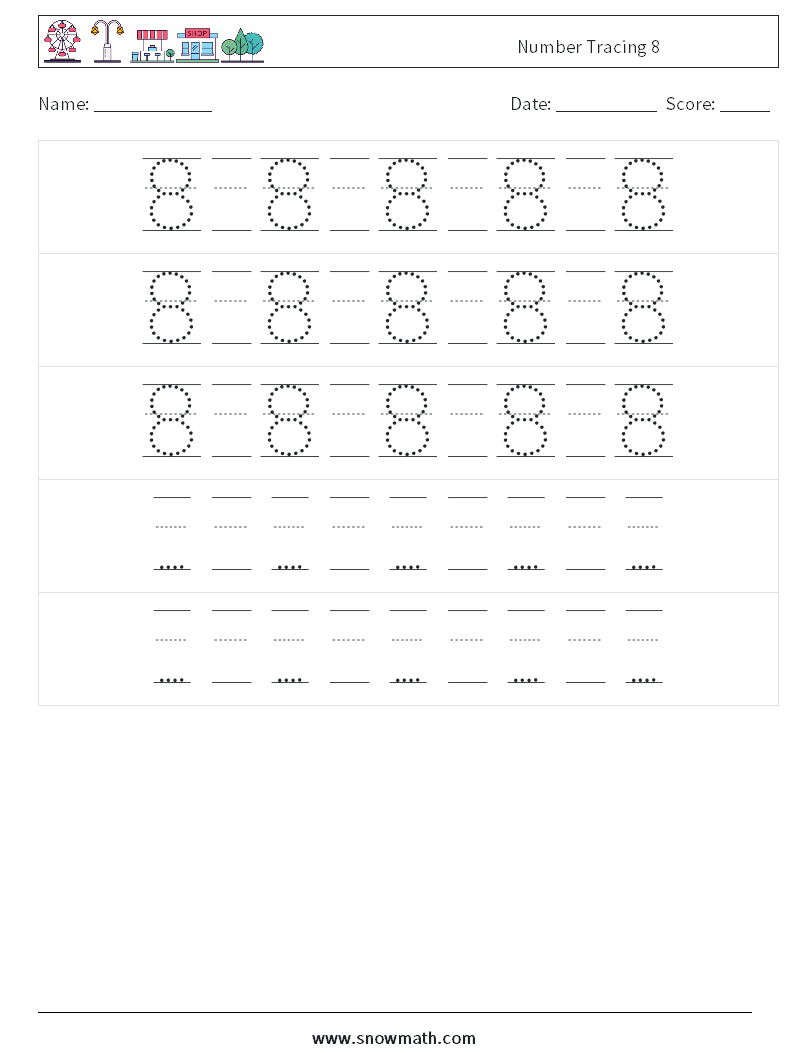 Number Tracing 8 Maths Worksheets 24