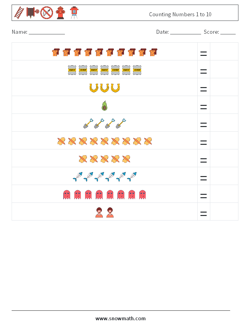 Counting Numbers 1 to 10 Math Worksheets 14