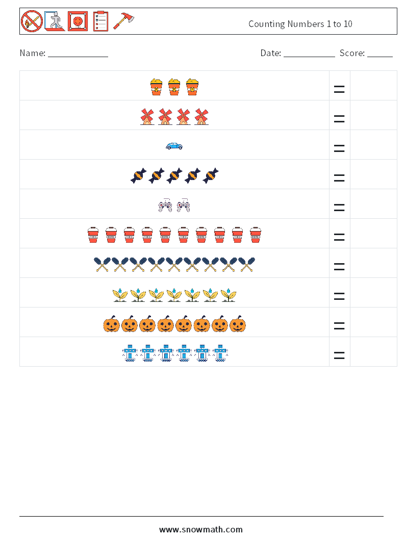 Counting Numbers 1 to 10 Math Worksheets 15