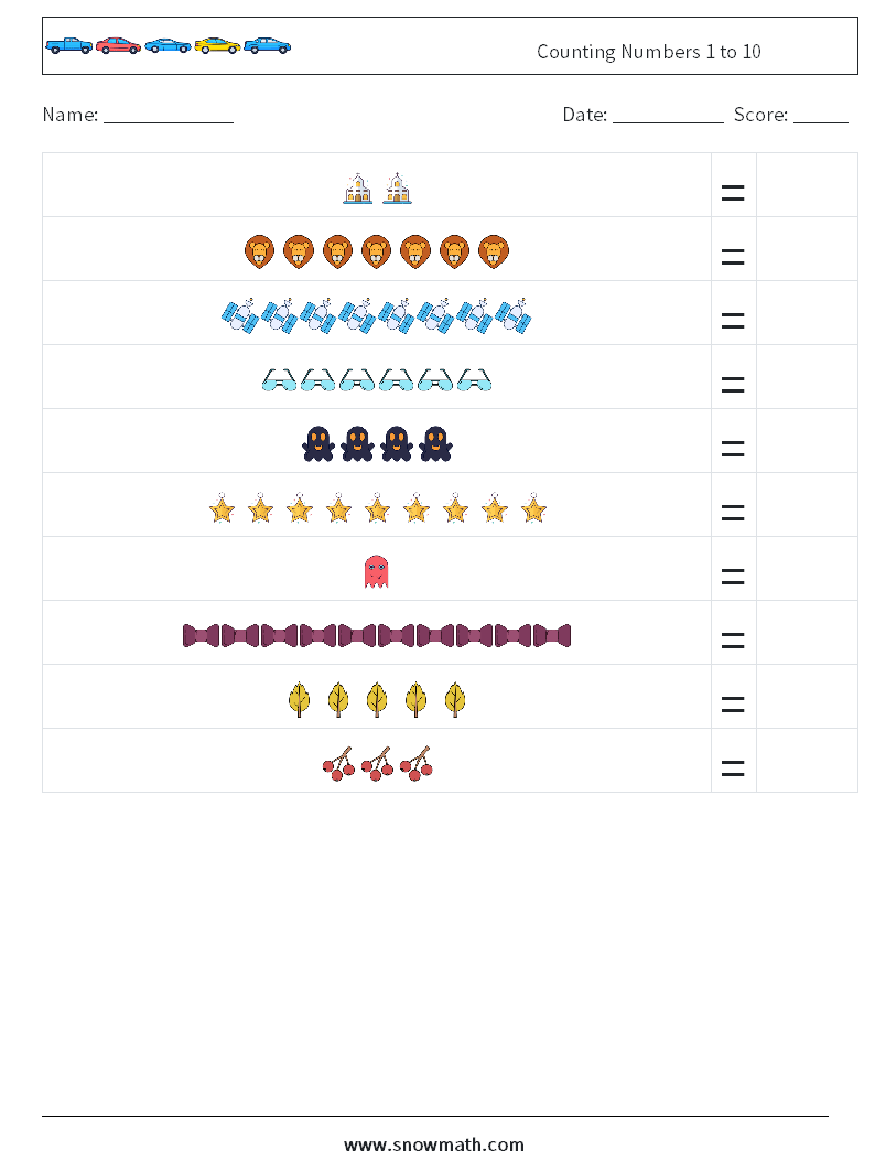 Counting Numbers 1 to 10 Math Worksheets 18