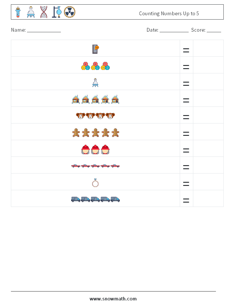 Counting Numbers Up to 5 Math Worksheets 14