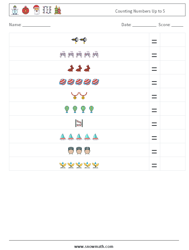 Counting Numbers Up to 5 Math Worksheets 15