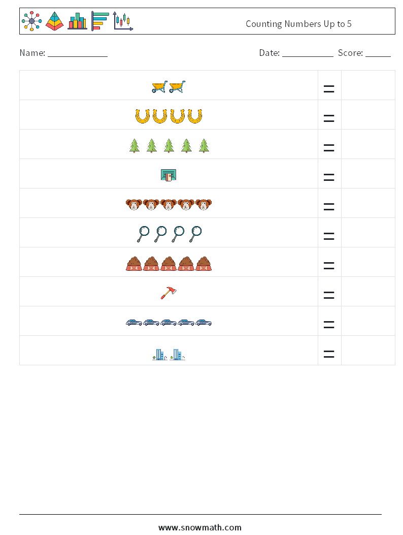 Counting Numbers Up to 5 Math Worksheets 16