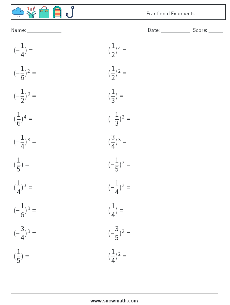 Fractional Exponents Math Worksheets 3