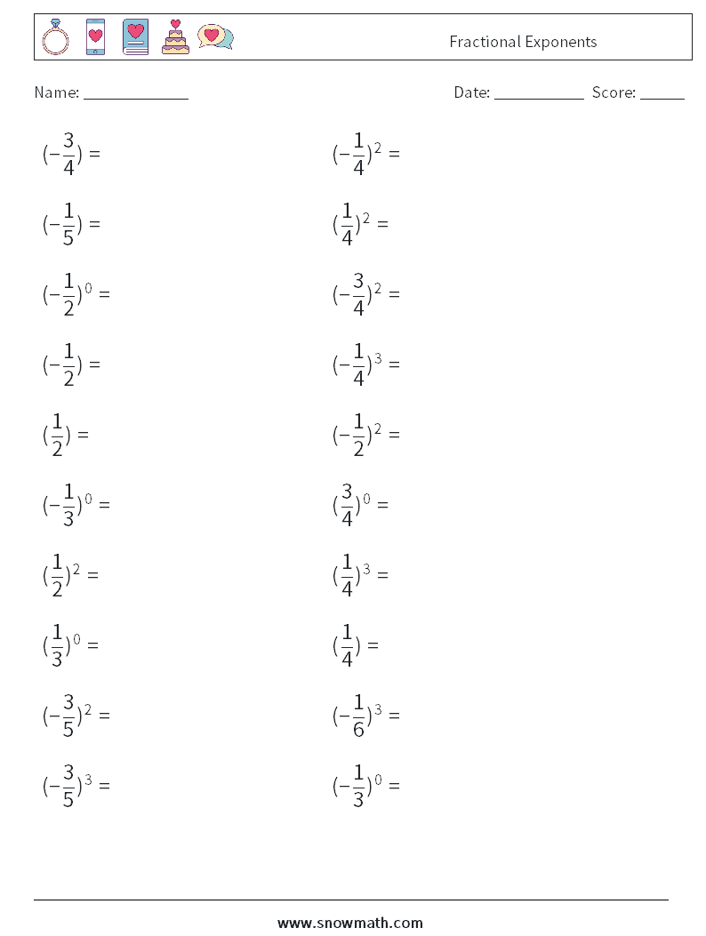 Fractional Exponents Math Worksheets 9