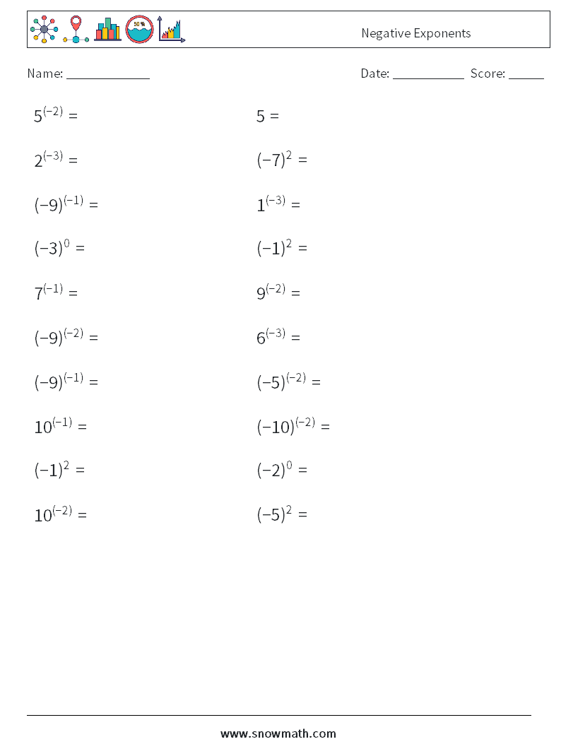  Negative Exponents Maths Worksheets 3