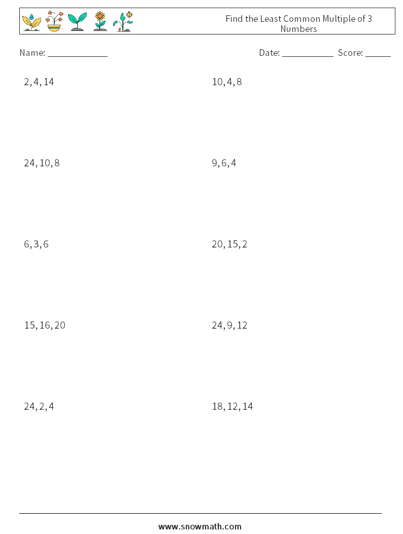 Find the Least Common Multiple of 3 Numbers