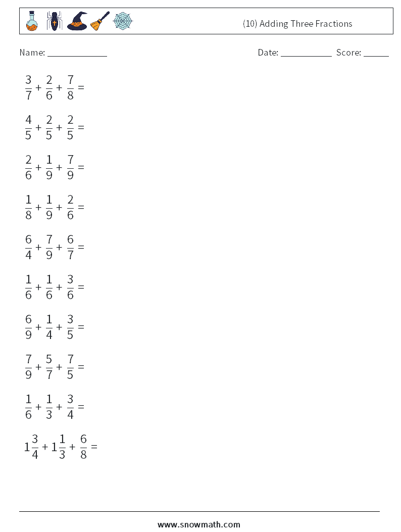 (10) Adding Three Fractions
